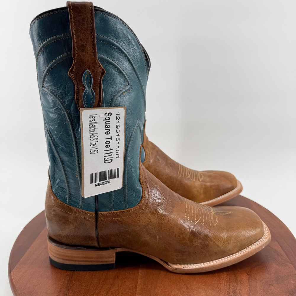 Ferrini Maddox Mens Western Square Toe Leather Cowboy Boots Brown Teal 11.5 D